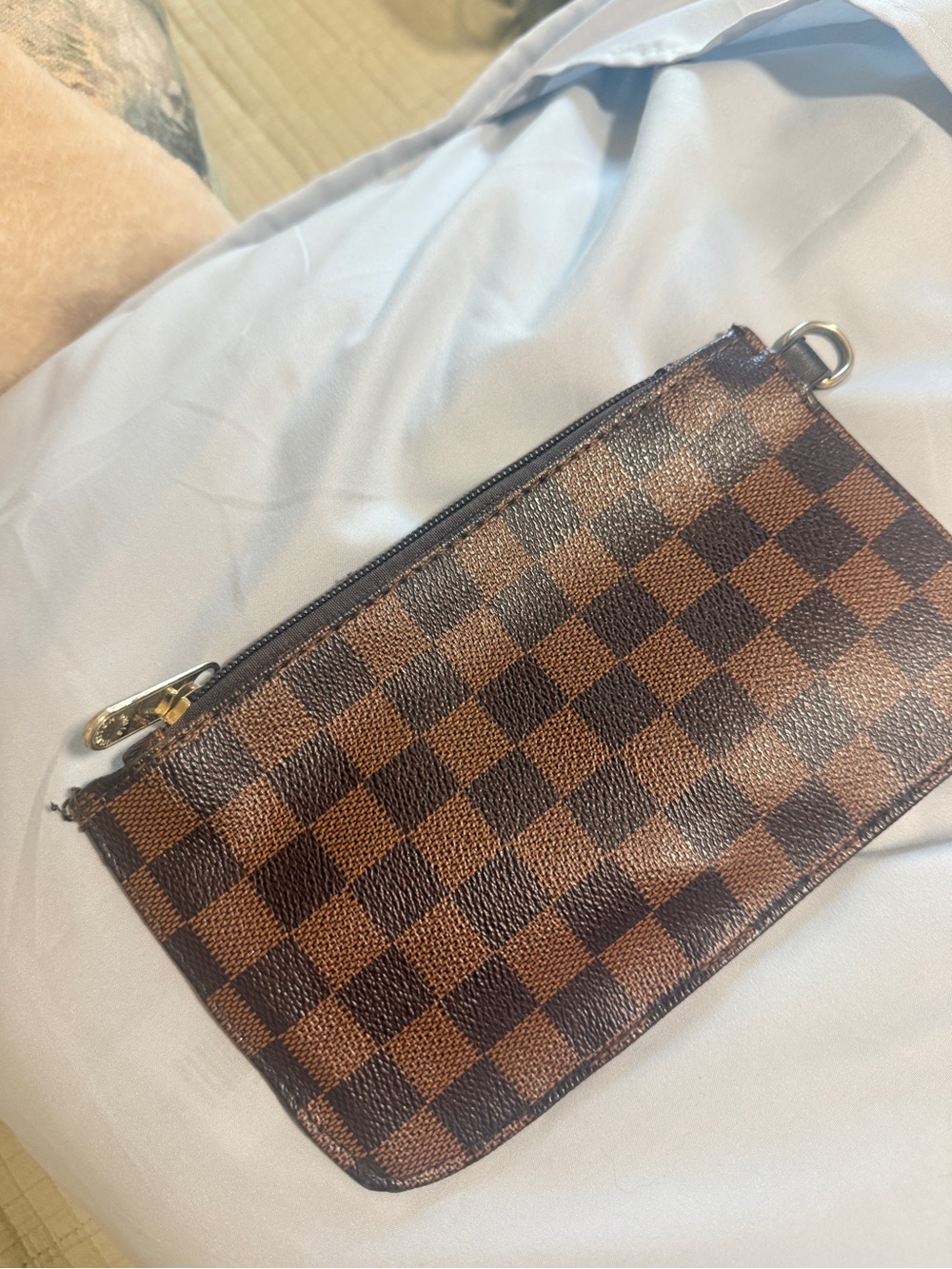 Checkerboard Brown Zip Pouch